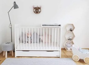 Sertar depozitare cu capac pentru patut copii Woodies 120 A  60 cm, alb