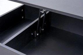 Masă de cafea modernă cu iluminare LED și spațiu de depozitare ascuns, măsuță laterală cu sistem hidraulic de ridicare, 100x50x42 cm, Negru