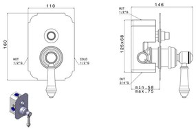 Baterie argintiu-lucios pentru duș încastrată (2 ieșiri) Vienna – Sapho