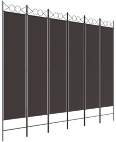 350159 vidaXL Paravan de cameră cu 6 panouri, maro, 240x200 cm, textil