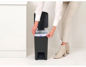 Coș cu pedală Brabantia StepUp 1008479, 16 L, Materiale ecologice, Deschidere mare, Gri închis