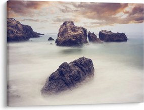 Tablou cu stânci în ceață (70x50 cm)