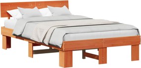 vidaXL Cadru de pat Maroniu cerat 120 x 190 cm Lemn de pin masiv