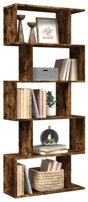 vidaXL Bibliotecă/separator 5 niveluri stejar fumuriu 70x24x161cm lemn