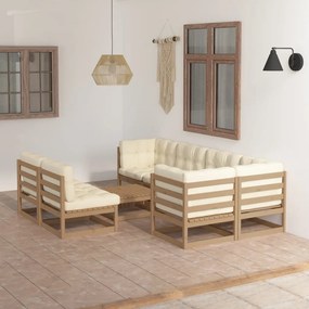 3076662 vidaXL Set mobilier de grădină cu perne, 8 piese, lemn masiv pin