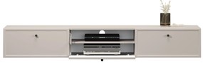 Comodă TV suspendată Lorini 200 cm cu sertare - culoare cașmir / mânere negre