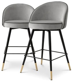 Set de 2 scaune de bar pivotante, design LUX, Counter Stool Cooper gri deschis