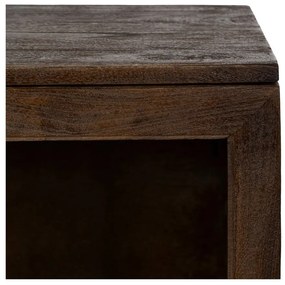 Vitrină maro din lemn de mango 80x100x40 cm Ravi – Ixia