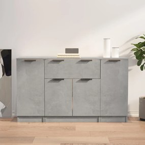 3115831 vidaXL Servante, 3 piese, gri beton, lemn prelucrat