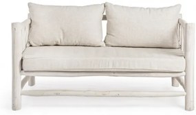 Canapea cu 2 locuri finisaj alb din lemn de Teak, 140 cm, Sahel Bizzotto