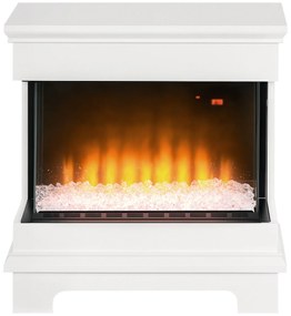 HOMCOM Șemineu Electric 1000W/2000W, Șemineu Electric Independent cu Telecomandă și Protecție la Supraîncălzire, 61x28x66,5 cm, Alb | Aosom Romania
