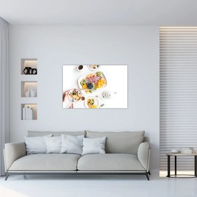 Tablou cu farfurie cu fructe pe masă (90x60 cm)