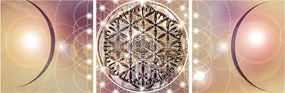 Tablou - Mandala cu elemente (cu ceas) (90x30 cm)
