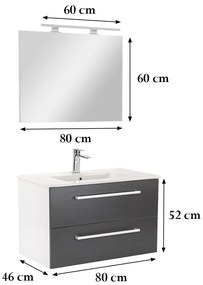 Mobilier complet de baie Vario Clam 80 alb-antracit