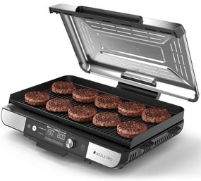 Grătar electric Ninja Sizzle Pro XL GX101EU, 1800W, 120°-260°C, 2 pliante ceramice, 10 burgeri, ProTemp IQ, Capac de schimb, Ceren/Inox