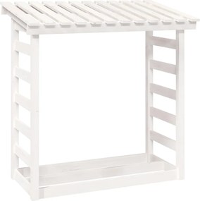 vidaXL Rastel pentru lemne de foc, alb, 108x64,5x110cm, lemn masiv pin