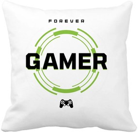 Perna Decorativa, Forever Gamer, 40x40 cm, Alba, Mata, Husa Detasabila, Burduf