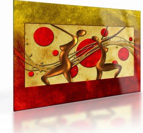 Tablou pe sticlă abstract cu două femei (70x50 cm)