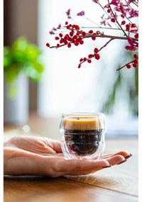 Set de 2 pahare cu pereți dubli Vialli Design Sferico, 70 ml