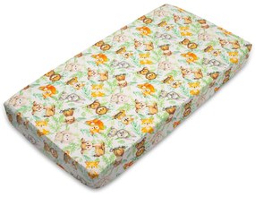 Cearceaf din bumbac cu elastic roata pentru patut 120x60 cm Kidizi In the Leaves