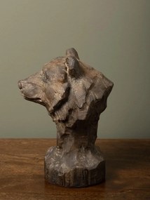 Decorațiune cap de urs brun din rășină, H22,5 cm