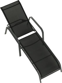 Stivuibil şezlong de grădină reglabil, negru/gri, ATREO