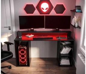 Masă PC pentru gaming Garrick 1 (negru) (cu iluminat LED RGB). 1064134