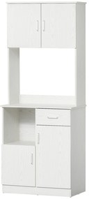 HOMCOM Bufet de bucătărie armoire de cuisine multi-depozitare 4 uși 1 sertar raft + mare blat 71 x 41 x 178 cm MDF alb | Aosom Romania