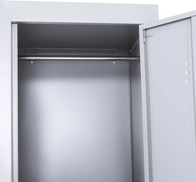 Dulapior Haine din Otel 4 Rafturi 2 Usi cu Inchidere de Siguranta, Gri, 38x46x180cm Vinsetto | Aosom Romania