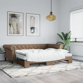 3197726 vidaXL Pat de zi cu extensie, cappuccino, 90x200 cm, piele ecologică
