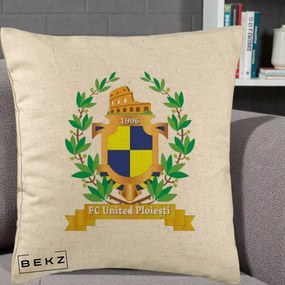 Perna Personalizata FC United Ploiesti 1906 Fotbal, 40x40 cm, Bej, Husa Detasabila, Perna Inclusa, BEKZ®
