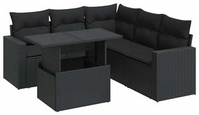 3326316 vidaXL Set mobilier de grădină cu perne, 6 piese, negru, poliratan