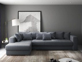 Colțar extensibil dumonde cu ladă de depozitare si sezut confortabil din spuma high-density, Gloria Ambience Gri II 320x183 cm