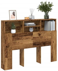 vidaXL Tăblie de pat cu dulap, lemn vechi, 140x19x103,5 cm