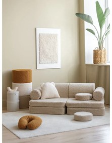Canapea pentru copii maro deschis cu tapițerie din țesătură bouclé 132 cm Settee – Wigiwama
