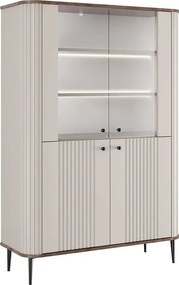 Vitrină cu patru uși Vesper 103 cm - cașmir / nuc / picioare negre