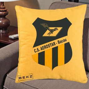 Perna Personalizata CS Aerostar Bacau Fotbal, 40x40 cm, Galben, Husa Detasabila, Perna Inclusa, BEKZ®
