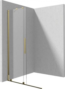 Paravan dus sticla auriu lucios securizata walk-in cu usa glisanta, 140x195 cm, Deante Prizma Auriu lucios, 1400x1950 mm