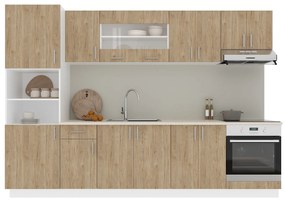 Set haaus V27, Lemn Natural/Alb, Blat Thermo 28 mm, L 300 cm