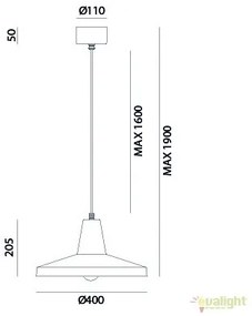 Pendul design minimalist Industrial Style, diam.40cm, Officina 268.02.FF