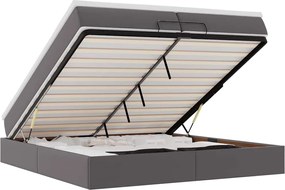 vidaXL Cadru de pat otoman cu saltele Gri 200x200cm piele artificială