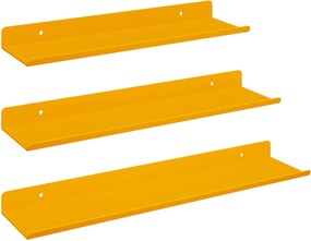vidaXL Raft suspendat 3 pcs Galben muștar 40 x 9 x 2,5 cm Oțel