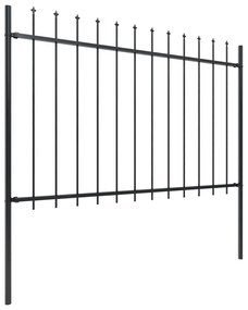 Gard de gradina cu varf ascutit, negru, 1,7 m, otel 1, 1.2 m, 1.7 m