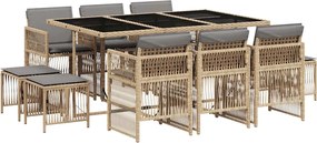 vidaXL Set mobilier grădină cu perne, 11 piese bej combinat poliratan