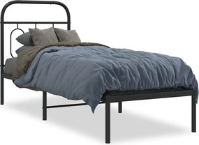 vidaXL Cadru de pat metalic cu tăblie, negru, 75x190 cm