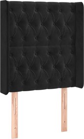 vidaXL Tăblie de pat cu aripioare, negru, 83x16x118/128 cm, catifea