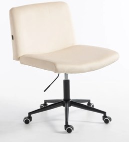 HR150K Scaun Crem din Catifea cu Bază Neagră