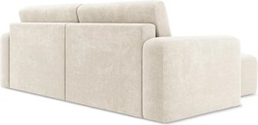 Colțar crem extensibil/cu spațiu de depozitare cu tapițerie din chenille (cu colț pe partea stângă/cu șezlong) Kona – Makamii