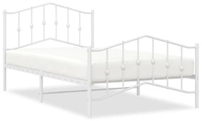 373851 vidaXL Cadru de pat metalic cu tăblie de cap/picioare  alb, 100x200 cm