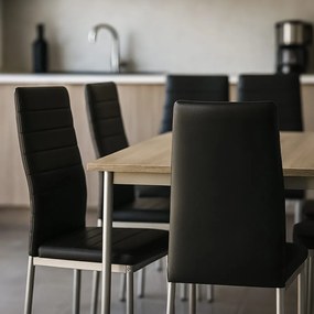 Scaun bucătărie negru BUC 263 din piele ecologică cu cadru metalic
